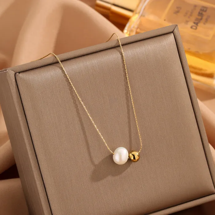Wholesale Freshwater Pearl Stainless Steel Necklace | Bulk Supplier & Factory Price Minimalist Luxury Jewelry for Women