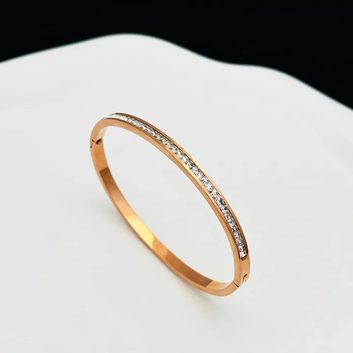 Wholesale Round Zircon Stainless Steel Bangle | Bulk Supplier & Factory Price Minimalist Luxury Bracelet for Women