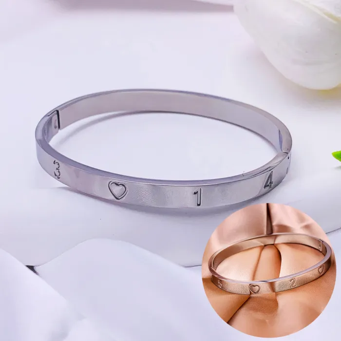 Wholesale Rose Gold Stainless Steel Couple Bangle | Bulk Supplier & Factory Price Unisex Zircon Luxury Bracelet