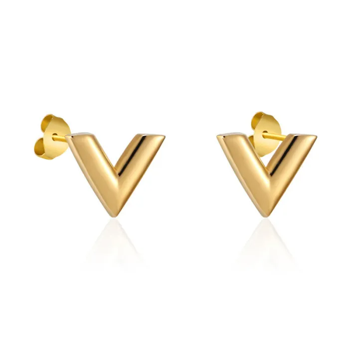 Wholesale Gold V Letter Stainless Steel Necklace | Bulk Supplier & Factory Price Minimalist Luxury Choker for Women