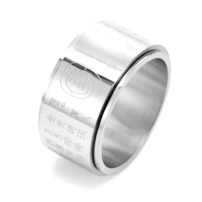 Wholesale Wide Rotatable Mantra Ring Stainless Steel | Bulk Supplier Factory Price Bold Men's Religious Jewelry