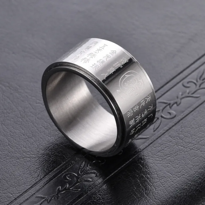 Wholesale Wide Rotatable Mantra Ring Stainless Steel | Bulk Supplier Factory Price Bold Men's Religious Jewelry