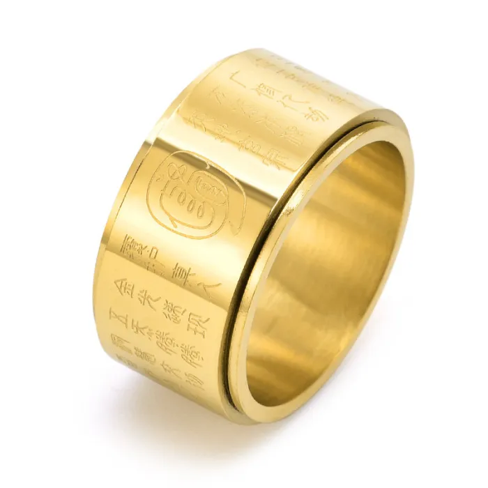 Wholesale Wide Rotatable Mantra Ring Stainless Steel | Bulk Supplier Factory Price Bold Men's Religious Jewelry