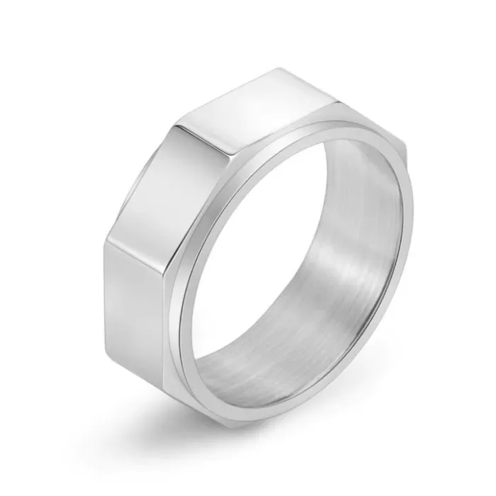 Wholesale Octagon Engraved Rotatable Ring Stainless Steel | Bulk Supplier Factory Price Men's Punk Jewelry
