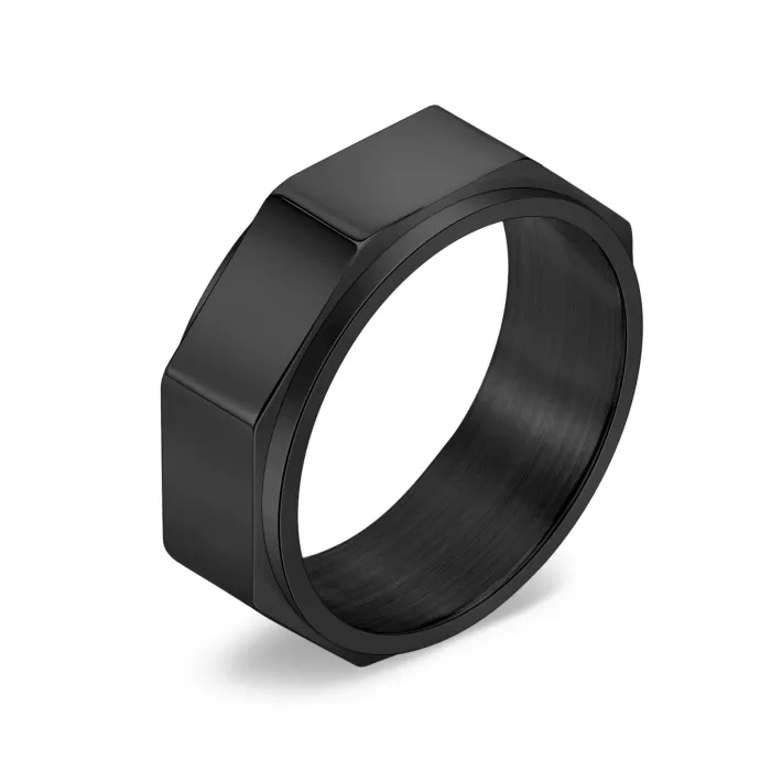 Wholesale Octagon Engraved Rotatable Ring Stainless Steel | Bulk Supplier Factory Price Men's Punk Jewelry