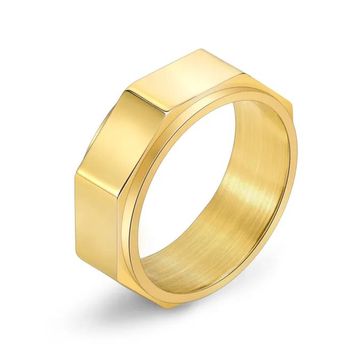Wholesale Octagon Engraved Rotatable Ring Stainless Steel | Bulk Supplier Factory Price Men's Punk Jewelry