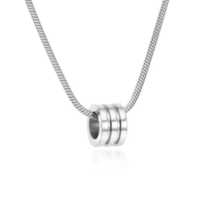 Wholesale Stainless Steel Cylinder Pendant Necklace | Bulk Supplier Factory Price Unisex Korean Style Jewelry