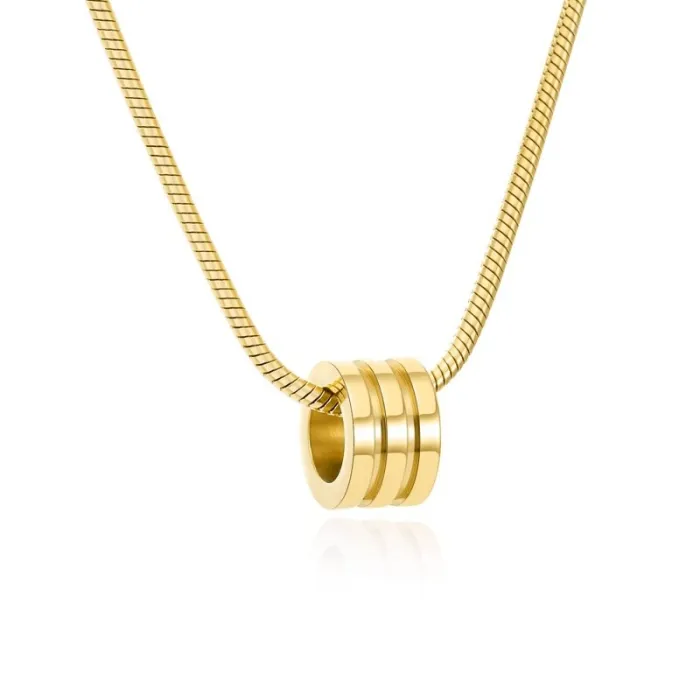 Wholesale Stainless Steel Cylinder Pendant Necklace | Bulk Supplier Factory Price Unisex Korean Style Jewelry
