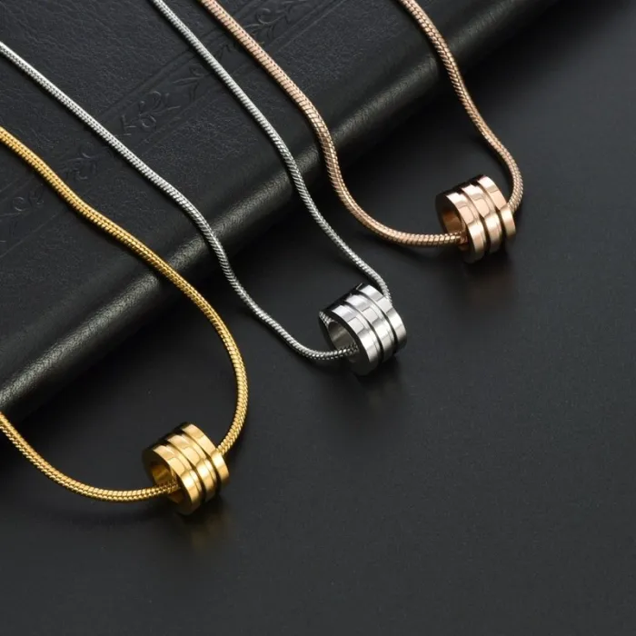Wholesale Stainless Steel Cylinder Pendant Necklace | Bulk Supplier Factory Price Unisex Korean Style Jewelry