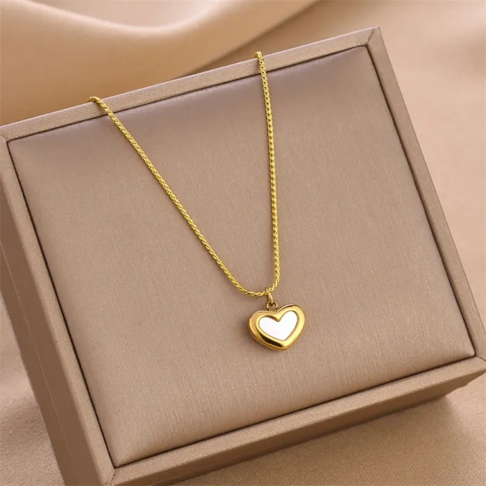 Bulk Wholesale Stainless Steel Necklace Gold Color with Exquisite Pendant, Trendy Jewelry Gifts for Women, Girlfriend, Kids, Children