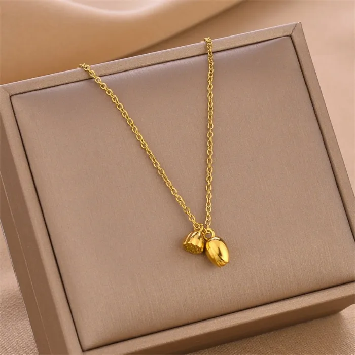 Bulk Wholesale Stainless Steel Necklace Gold Color with Exquisite Pendant, Trendy Jewelry Gifts for Women, Girlfriend, Kids, Children