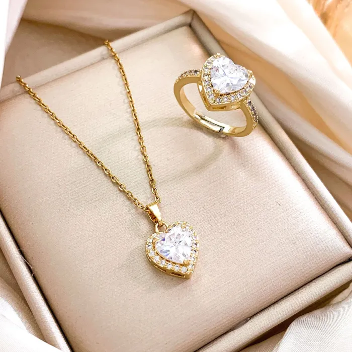 Wholesale Blue Heart Gem Necklace | Factory Price Luxury Stainless Steel Ocean Pendant Jewelry for Women