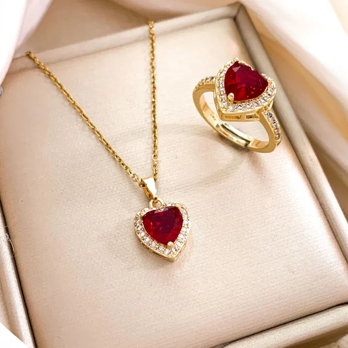 Wholesale Blue Heart Gem Necklace | Factory Price Luxury Stainless Steel Ocean Pendant Jewelry for Women