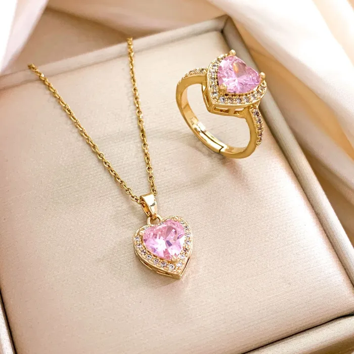 Wholesale Blue Heart Gem Necklace | Factory Price Luxury Stainless Steel Ocean Pendant Jewelry for Women