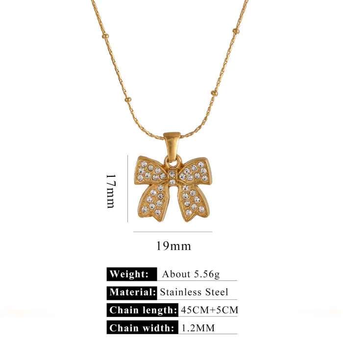 Wholesale 18K Gold Stainless Steel Pearl Pendant Necklace | Bulk Supplier & Factory Price Star Heart Bow Chain Jewelry