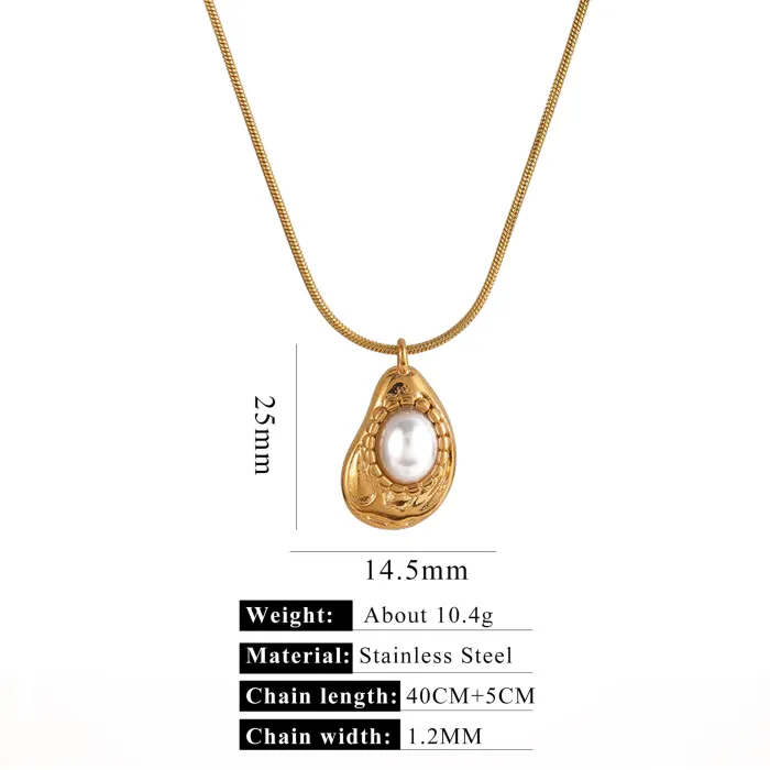 Wholesale 18K Gold Stainless Steel Pearl Pendant Necklace | Bulk Supplier & Factory Price Star Heart Bow Chain Jewelry