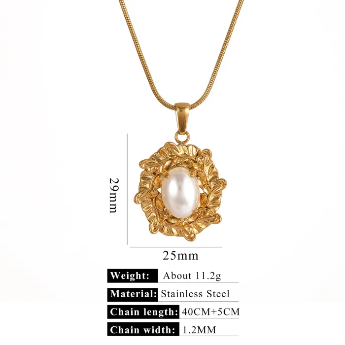 Wholesale 18K Gold Stainless Steel Pearl Pendant Necklace | Bulk Supplier & Factory Price Star Heart Bow Chain Jewelry