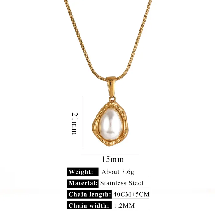 Wholesale 18K Gold Stainless Steel Pearl Pendant Necklace | Bulk Supplier & Factory Price Star Heart Bow Chain Jewelry