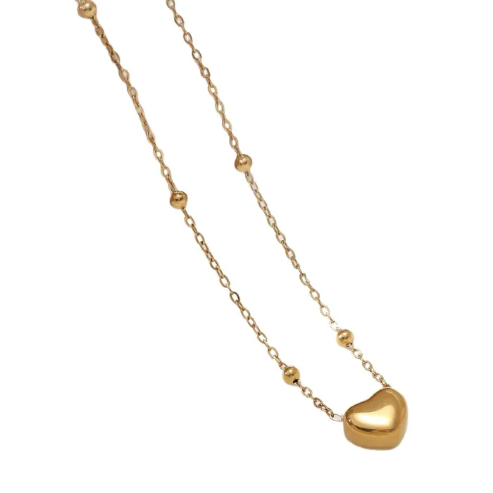 Wholesale Heart Bead Chain Stainless Steel Necklace | Bulk Supplier & Factory Price Minimalist Non-Fading Jewelry for Women