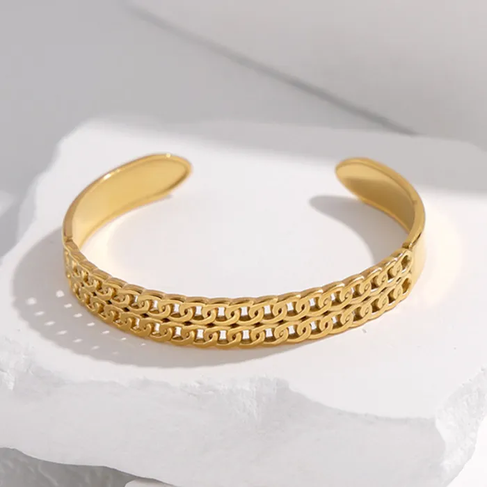 Wholesale Statement Titanium Steel Bracelet | Bulk Supplier Factory Price Adjustable Open Bangle Non-Fading Jewelry