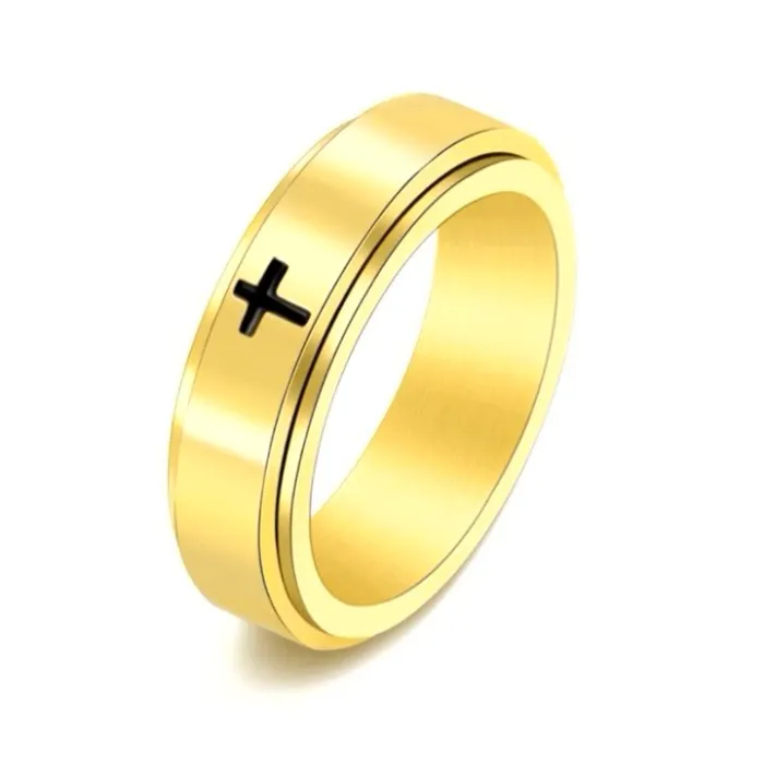 Wholesale Rotatable Cross Ring Stainless Steel | Bulk Supplier Factory Price Unisex Stress Relief Jewelry