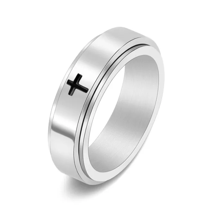 Wholesale Rotatable Cross Ring Stainless Steel | Bulk Supplier Factory Price Unisex Stress Relief Jewelry