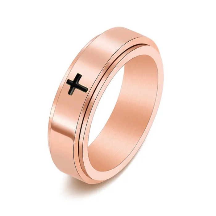 Wholesale Rotatable Cross Ring Stainless Steel | Bulk Supplier Factory Price Unisex Stress Relief Jewelry