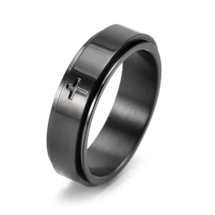 Wholesale Rotatable Cross Ring Stainless Steel | Bulk Supplier Factory Price Unisex Stress Relief Jewelry