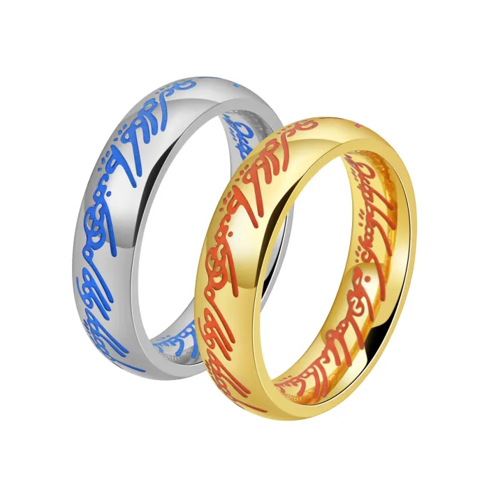 Glow in Dark Punk Ring Stainless Steel Oil Drip Design | Unisex Fashion Jewelry Gothic Statement Band