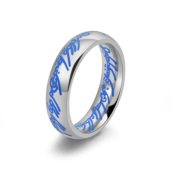 Glow in Dark Punk Ring Stainless Steel Oil Drip Design | Unisex Fashion Jewelry Gothic Statement Band