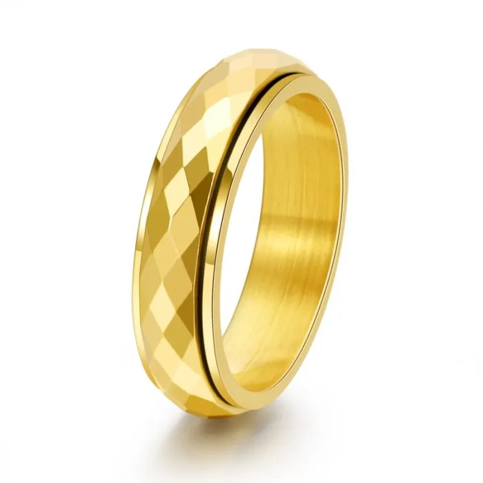 Unisex Geometric Spinner Ring Titanium Steel | Wide & Narrow Faceted Design Fashion Punk Jewelry