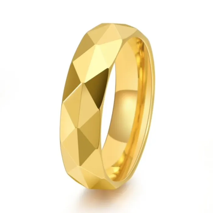 Amazon Tungsten Ring for Men | Faceted Diamond Cut Design | Durable Tungsten Carbide Fashion Jewelry