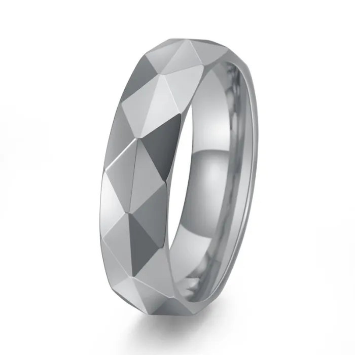 Amazon Tungsten Ring for Men | Faceted Diamond Cut Design | Durable Tungsten Carbide Fashion Jewelry