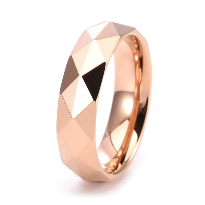 Amazon Tungsten Ring for Men | Faceted Diamond Cut Design | Durable Tungsten Carbide Fashion Jewelry