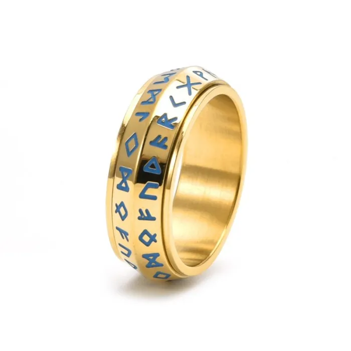 Amazon Viking Rune Ring for Men | Retro Nordic Luminous Spinner Band | Stainless Steel Unique Jewelry