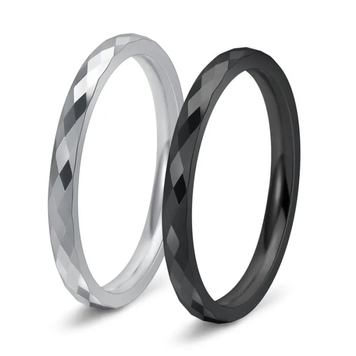 Minimalist Tungsten Steel Ring | 2MM Thin 18K Gold Plated Diamond-Cut Band | Unisex Chic Jewelry for Daily Wear