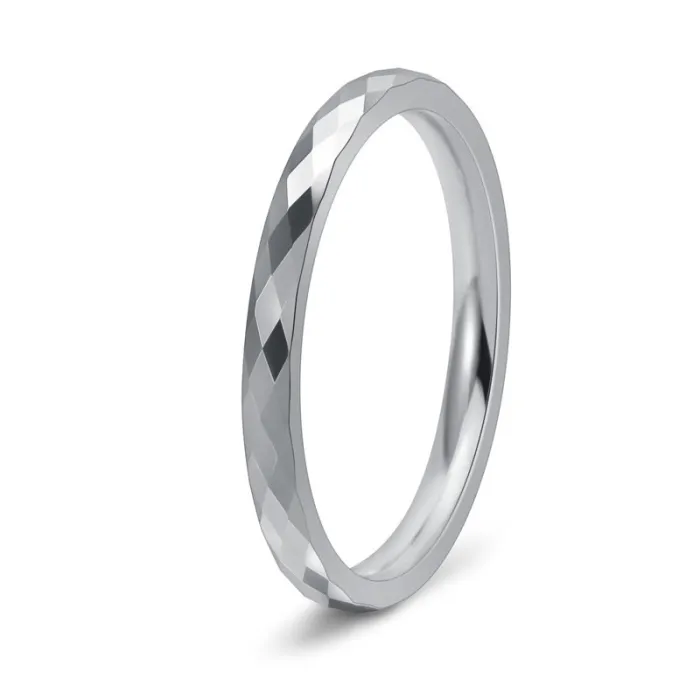 Minimalist Tungsten Steel Ring | 2MM Thin 18K Gold Plated Diamond-Cut Band | Unisex Chic Jewelry for Daily Wear