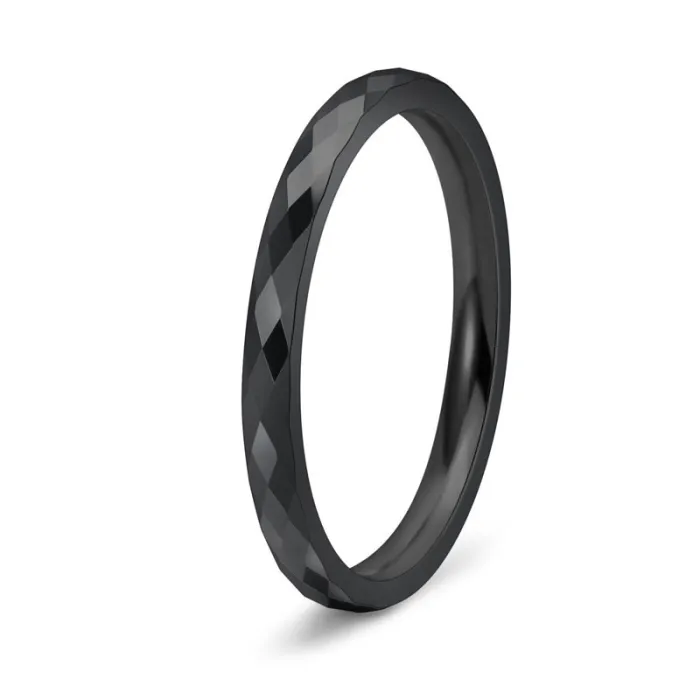 Minimalist Tungsten Steel Ring | 2MM Thin 18K Gold Plated Diamond-Cut Band | Unisex Chic Jewelry for Daily Wear