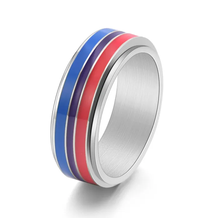 Trendy Men’s Rotatable Stainless Steel Ring | Color Drip Enamel Spin Band | Punk Style Fashion Jewelry