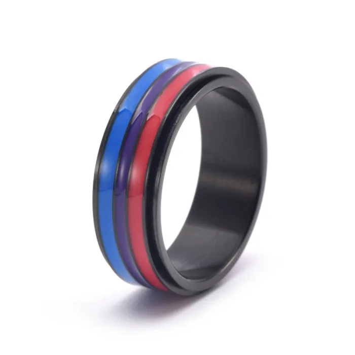 Trendy Men’s Rotatable Stainless Steel Ring | Color Drip Enamel Spin Band | Punk Style Fashion Jewelry
