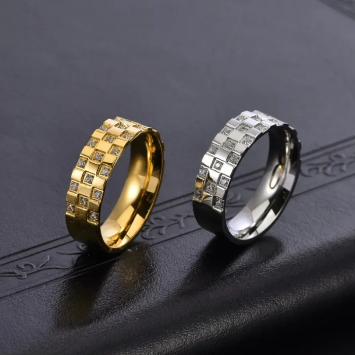 Unisex Titanium Steel Ring with Square CZ | 18K Plated Minimalist Band | Unique Daily Wear Jewelry