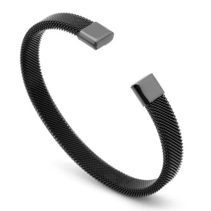 Wholesale Stainless Steel C-Shaped Mesh Bracelet for Men | Fashion Elastic Bangle Factory Price