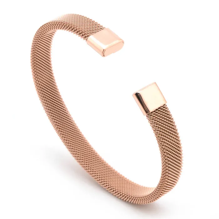 Wholesale Stainless Steel C-Shaped Mesh Bracelet for Men | Fashion Elastic Bangle Factory Price