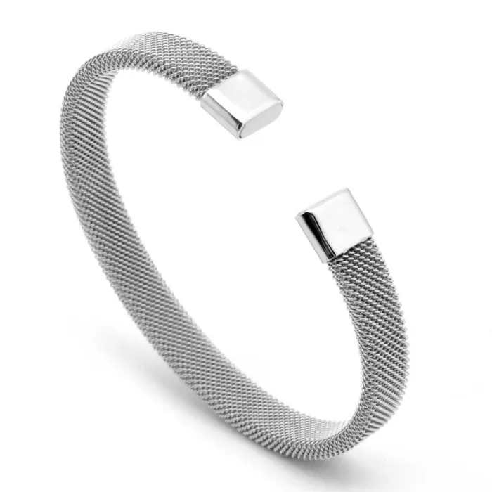 Wholesale Stainless Steel C-Shaped Mesh Bracelet for Men | Fashion Elastic Bangle Factory Price