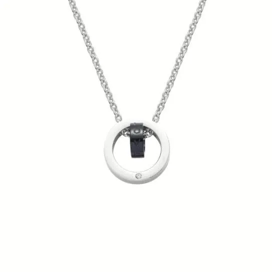 Wholesale Titanium Steel LOVE Double Ring Necklace | Korean Style Couple Pendant Factory Price