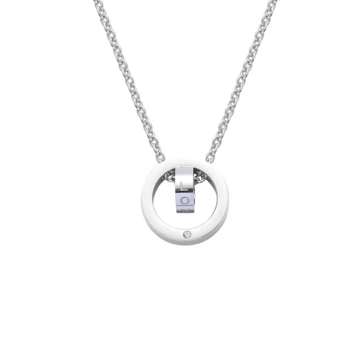 Wholesale Titanium Steel LOVE Double Ring Necklace | Korean Style Couple Pendant Factory Price
