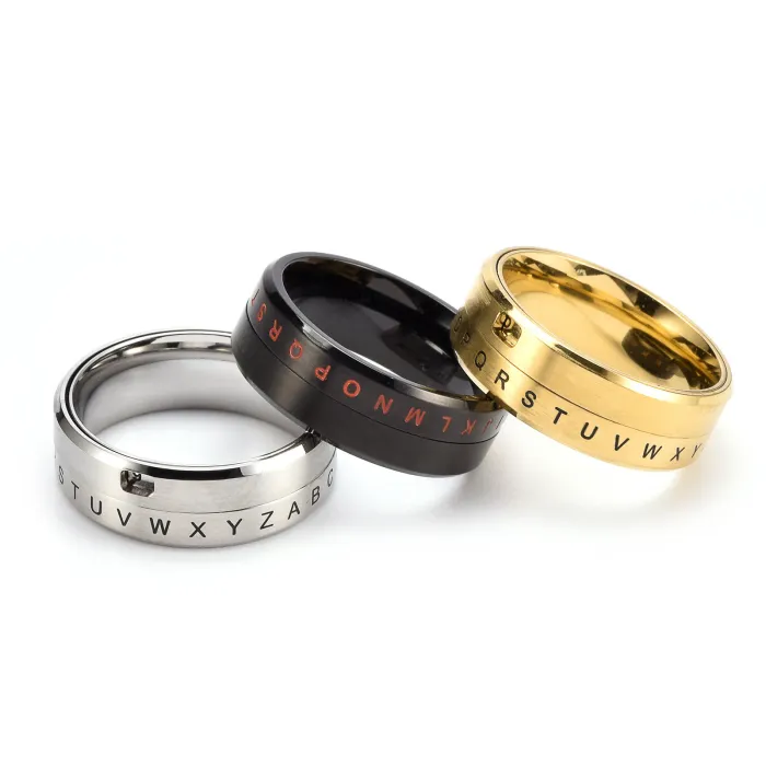 Wholesale Stainless Steel Spinning Number Ring for Men | Fashion Letter Rotatable Band Factory Price