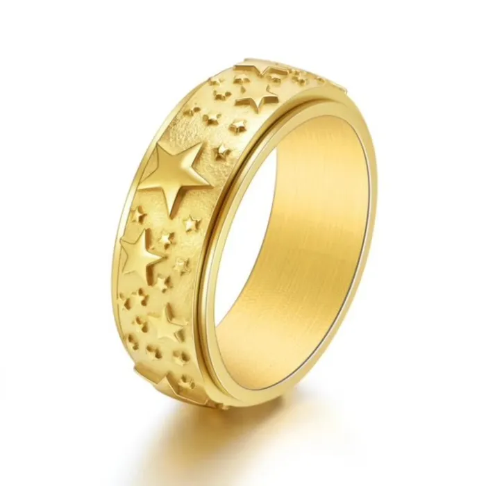Wholesale Titanium Steel Rotatable Star Ring | Unisex Fashion Stress-Relief Jewelry Factory Price