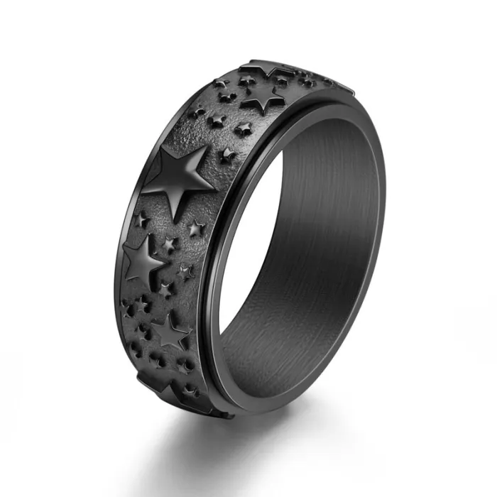 Wholesale Titanium Steel Rotatable Star Ring | Unisex Fashion Stress-Relief Jewelry Factory Price