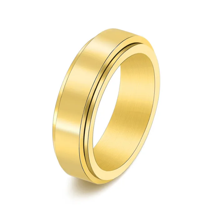 Wholesale Stainless Steel Spinning Couple Ring | Simple Polished Gold Band Custom Engraved Factory Price